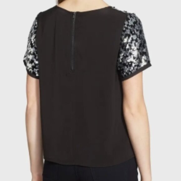 Anthropologie Pleione Sequin Top Black Small NWT - Picture 2 of 3